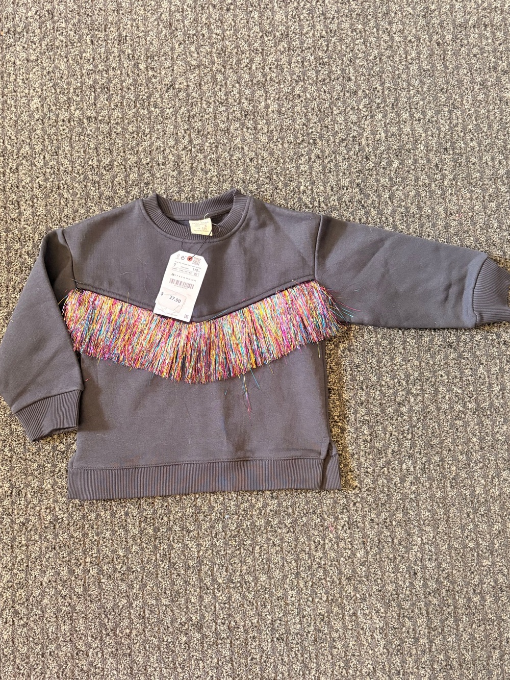 Zara Girls Rainbow Fringe Sweatshirt Size 5Y (110 cm) NWT